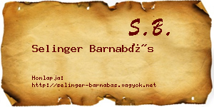 Selinger Barnabás névjegykártya